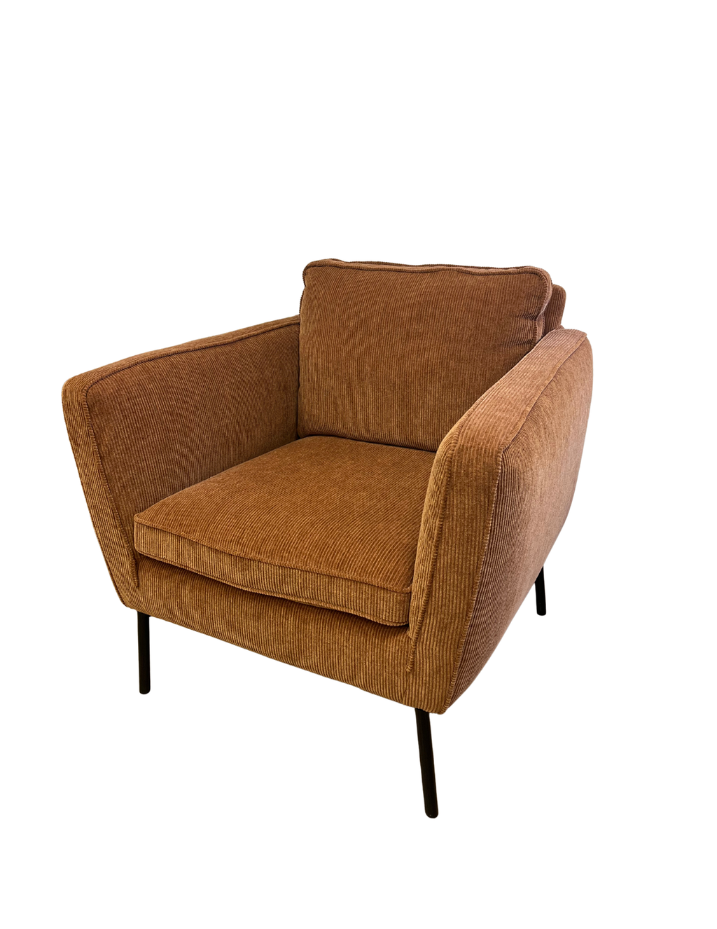 Rétro - Fauteuil en velours côtelé terracotta