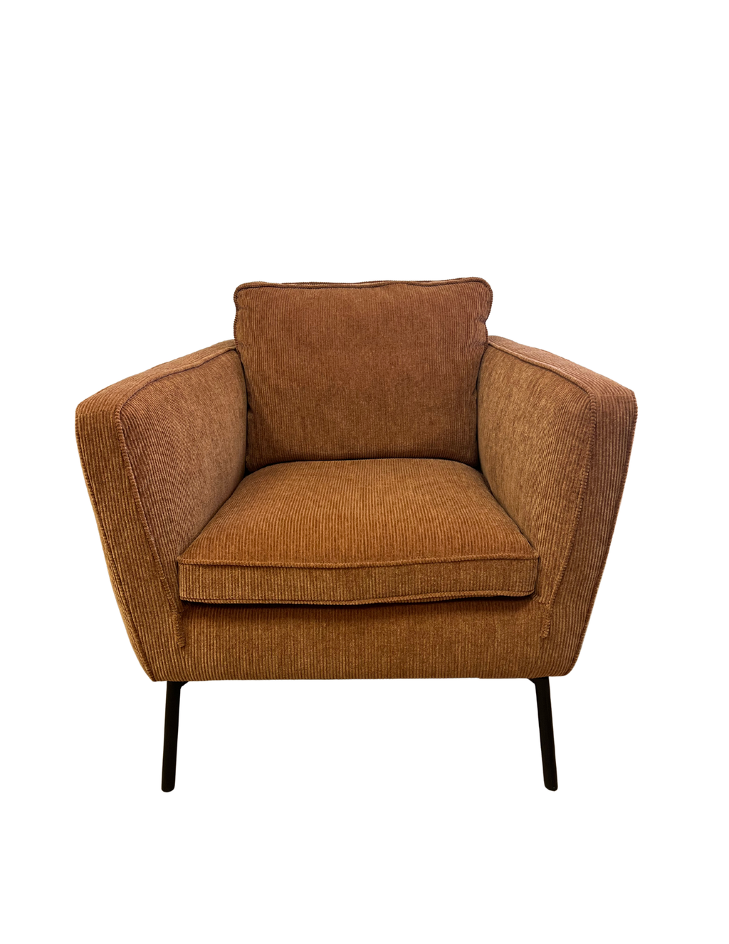 Rétro - Fauteuil en velours côtelé terracotta