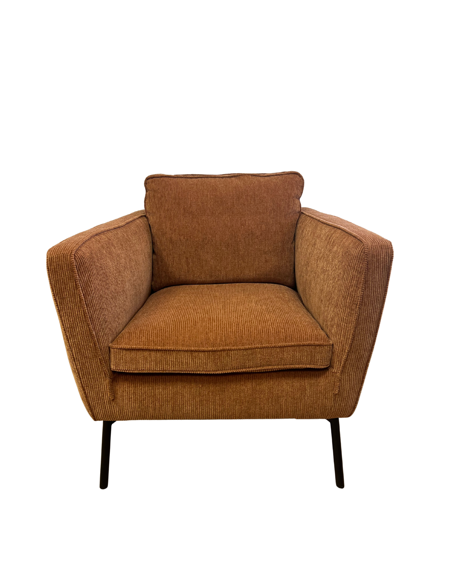 Rétro - Fauteuil en velours côtelé terracotta