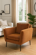 Rétro - Fauteuil en velours côtelé terracotta