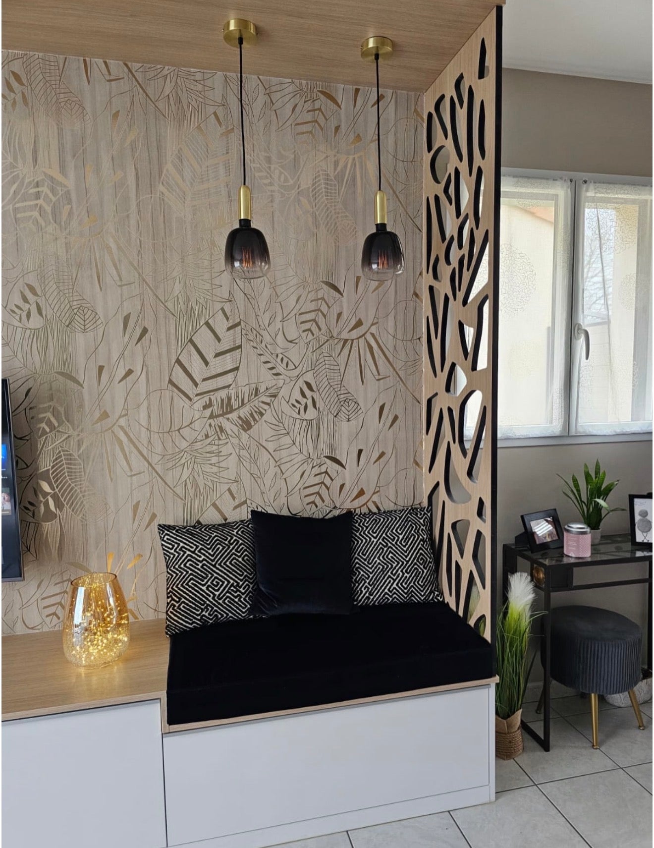 Banquette sur mesure pour un salon 