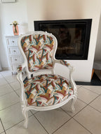 Réfection semi-traditionnelle de l’assise de ce fauteuil cabriolet