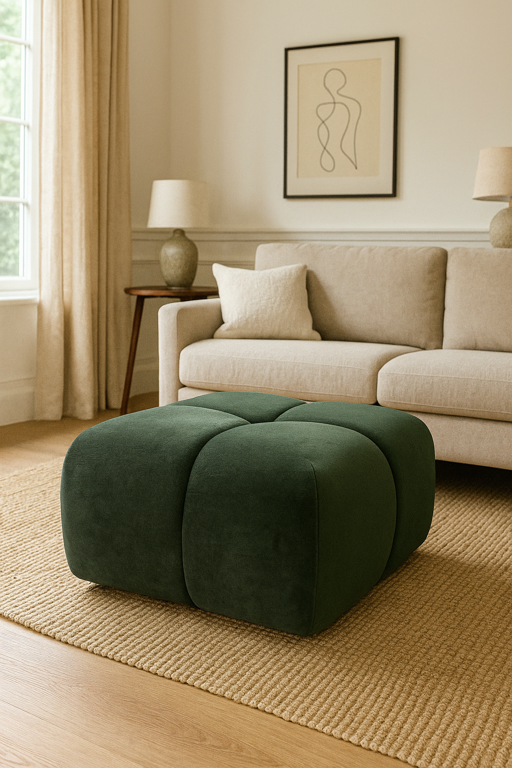 Lillo - Pouf nuage vert bouteille